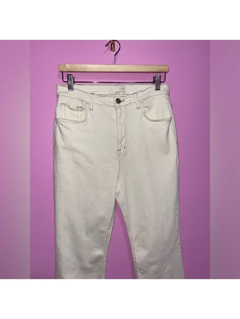 Current/Elliott Jeans Women’s Size 31 Off-White Denim Bootcut High Waisted - Picture 3 of 11